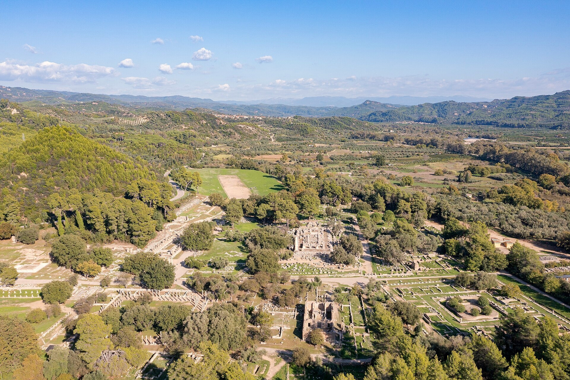 Aerial view of the archaeological site of Olympia - Peloponnese - Greece © dronepicr / Wikimedia (CC BY 2.0)