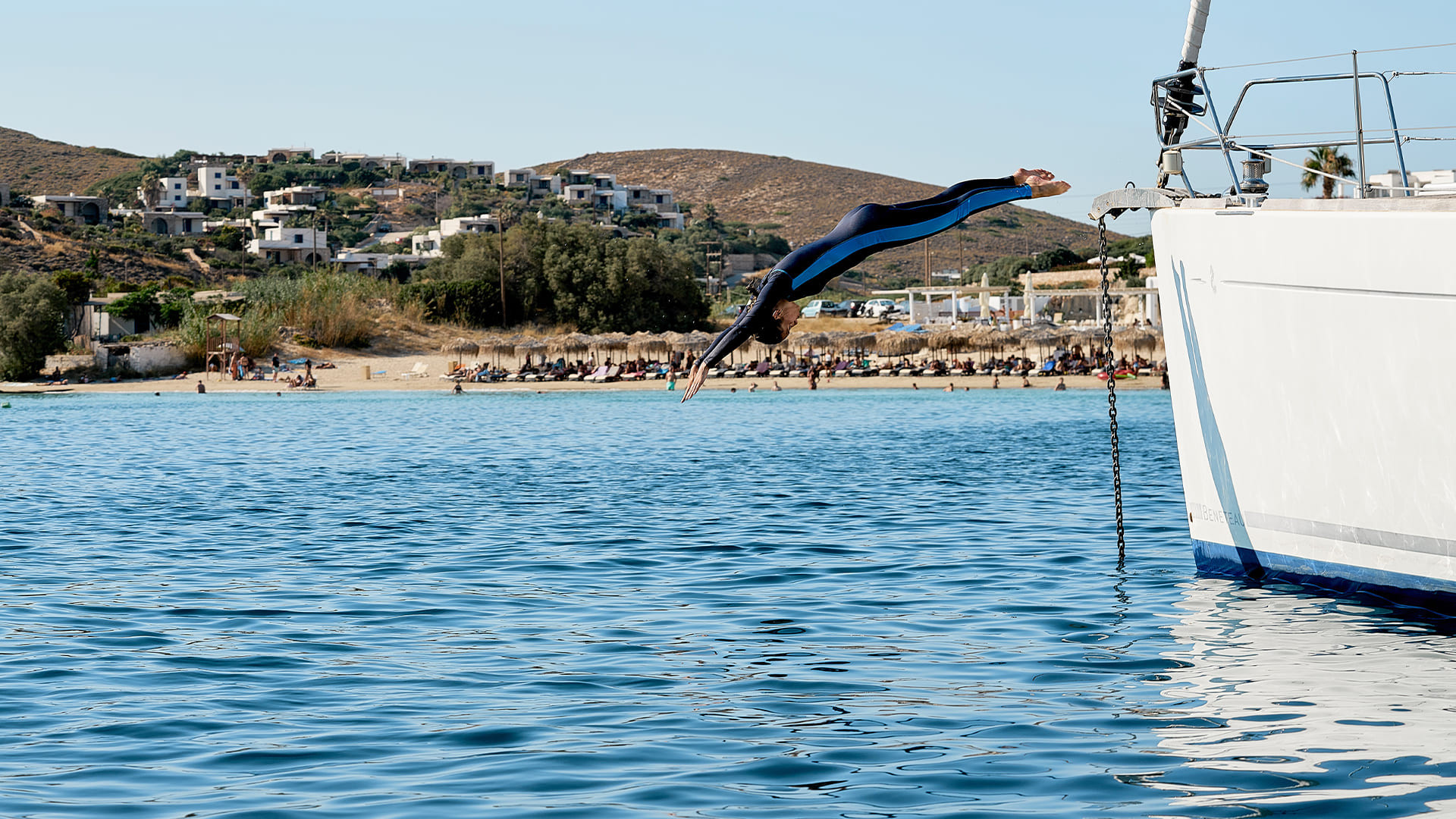 Swimming from a boat - Cyclades - Greece