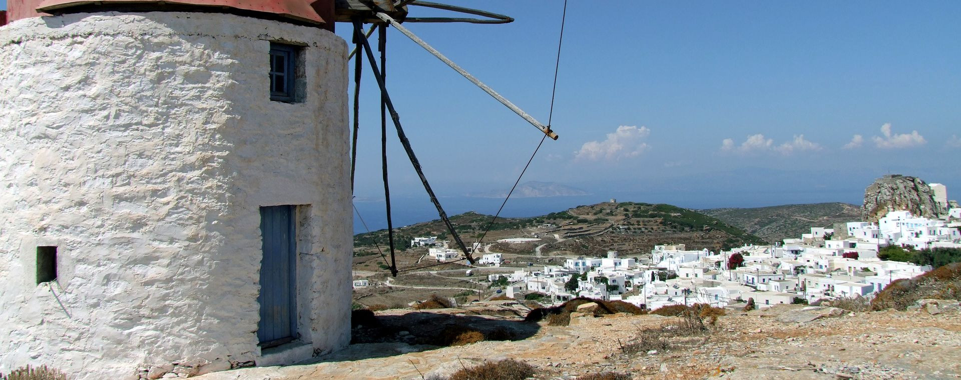The Chora of Amorgos set on its rock - Cyclades - Greece