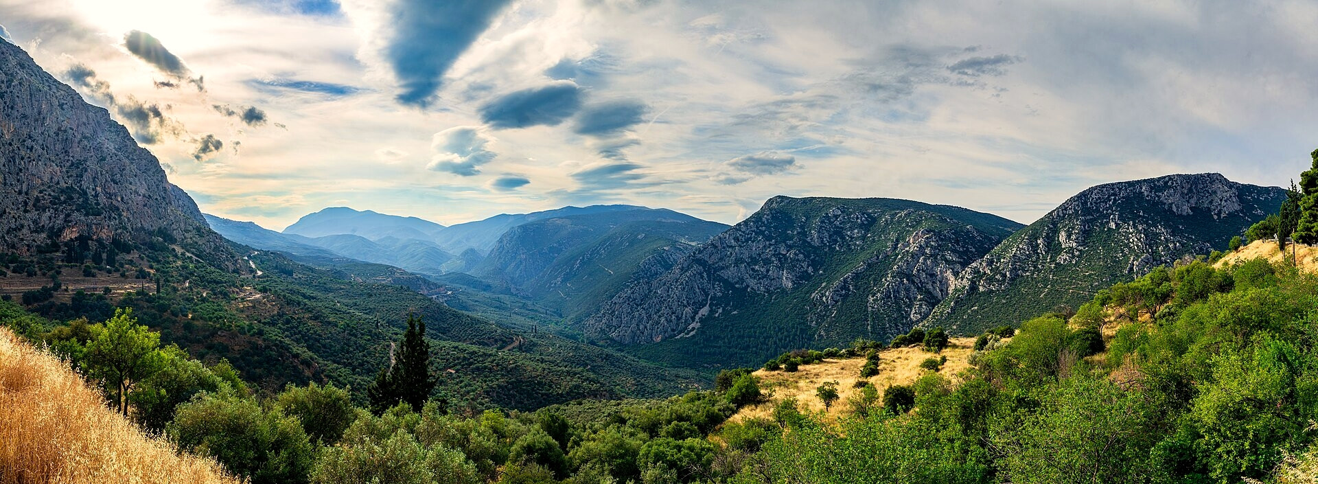 The valley of Delphi and the sea of olives towards Parnassus - Greece © Andrew Parlette / Wikimedia (CC BY 4.0)