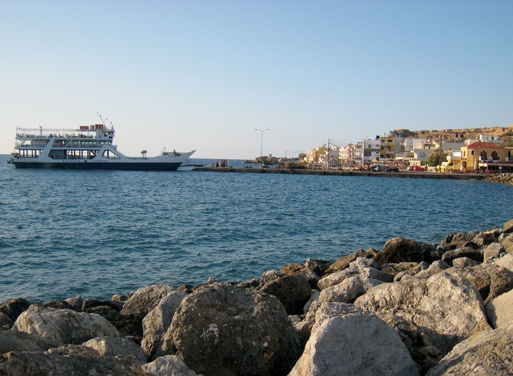 Conventional ferry berthing at the port of Paleochora - Crete - Greece
