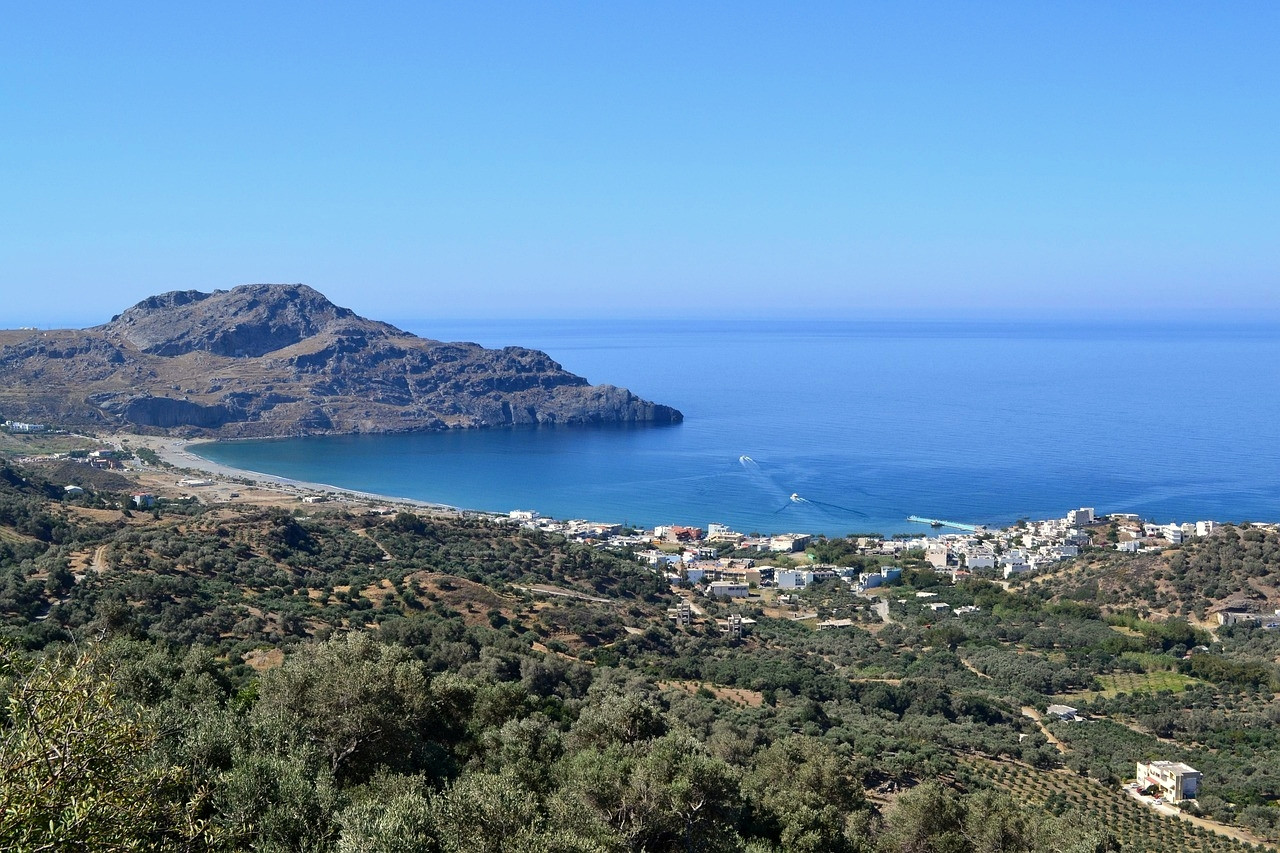 Green coast and bay in spring - Greece