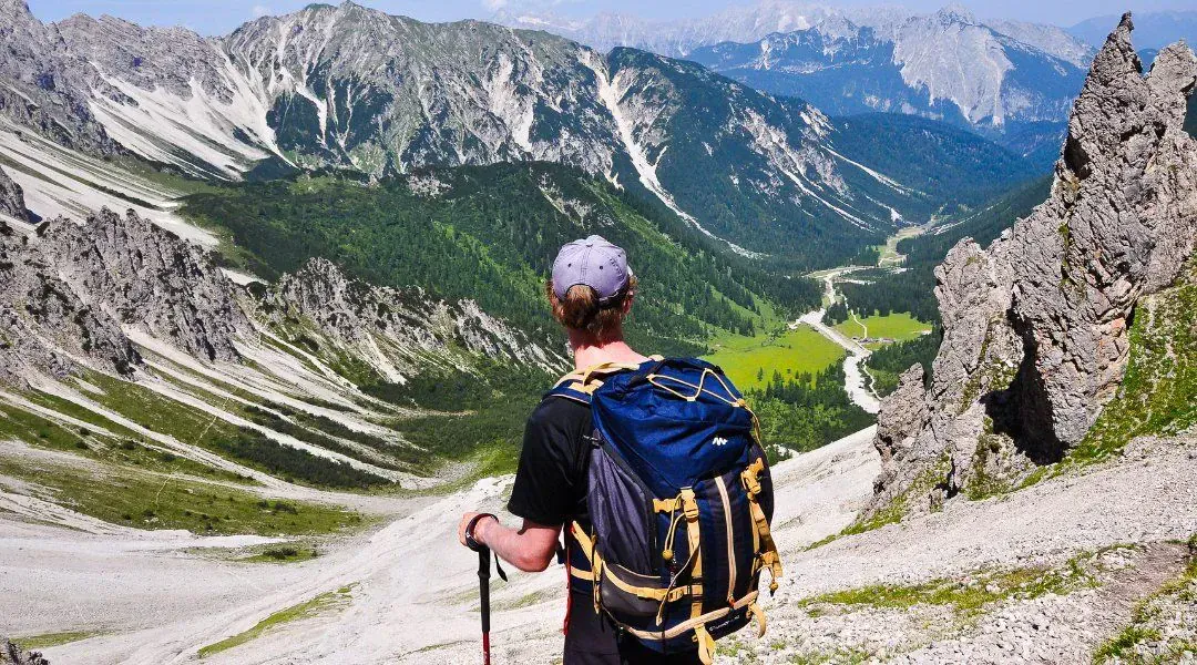 Hiker above Kapsali Bay - Kythira - Greece