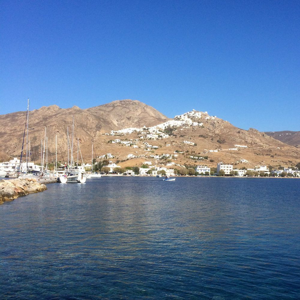 The port of Livadi and the Chora - Serifos - Cyclades - Greece