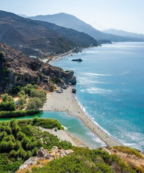 Myrtos beach curled between two cliffs - Kefalonia - Greece