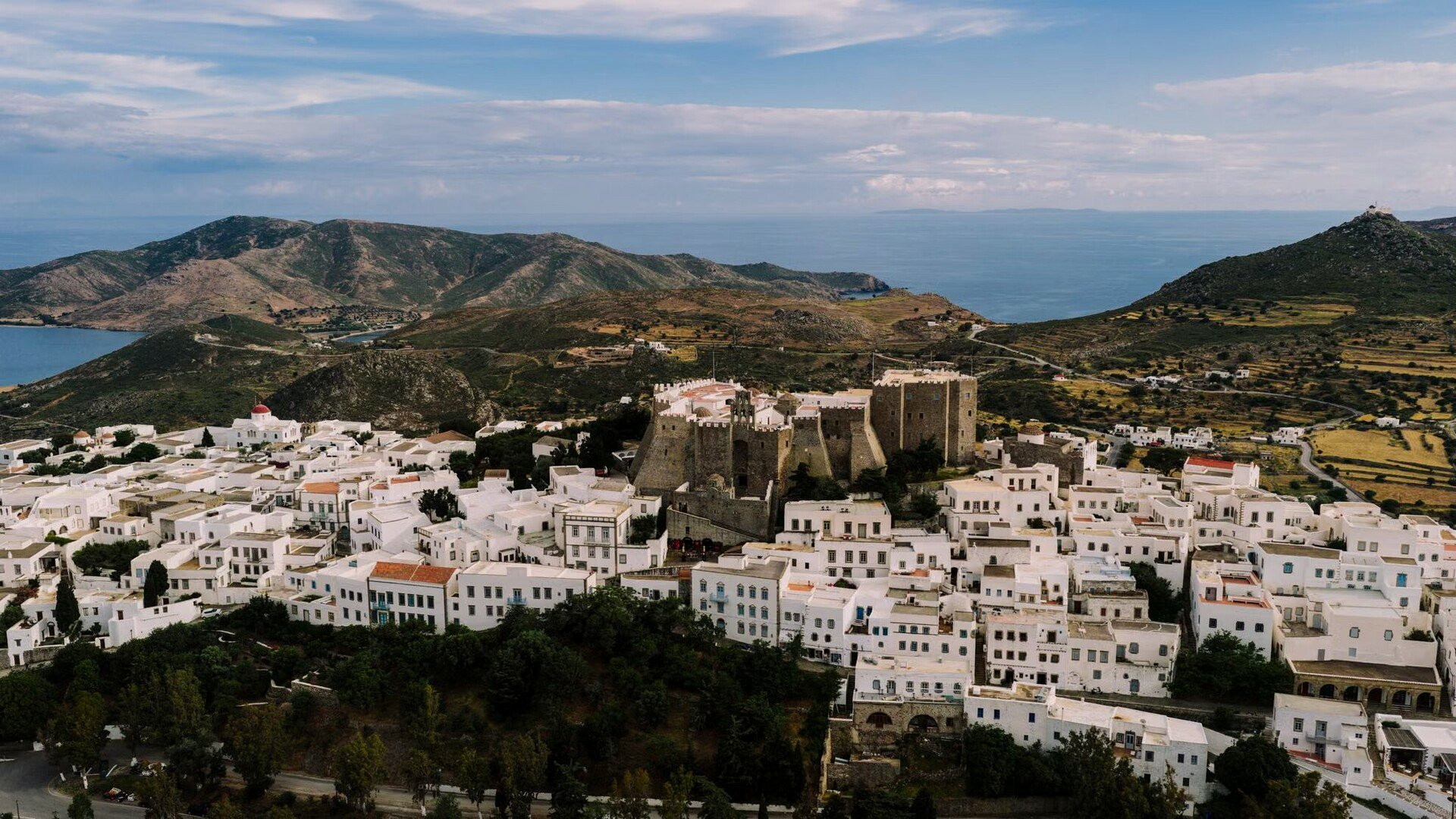 Monastère fortifié de Saint-Jean dominant Chora - Patmos, Grèce