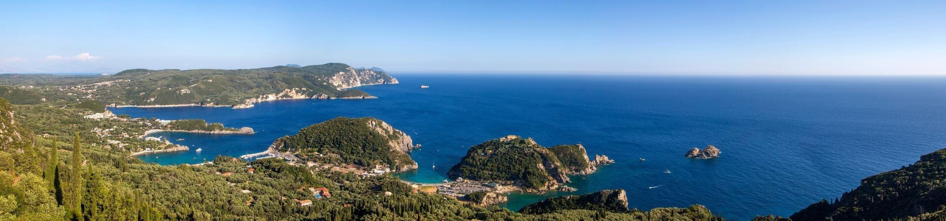 Turquoise bay and wooded hills of Paleokastritsa - Corfu - Greece