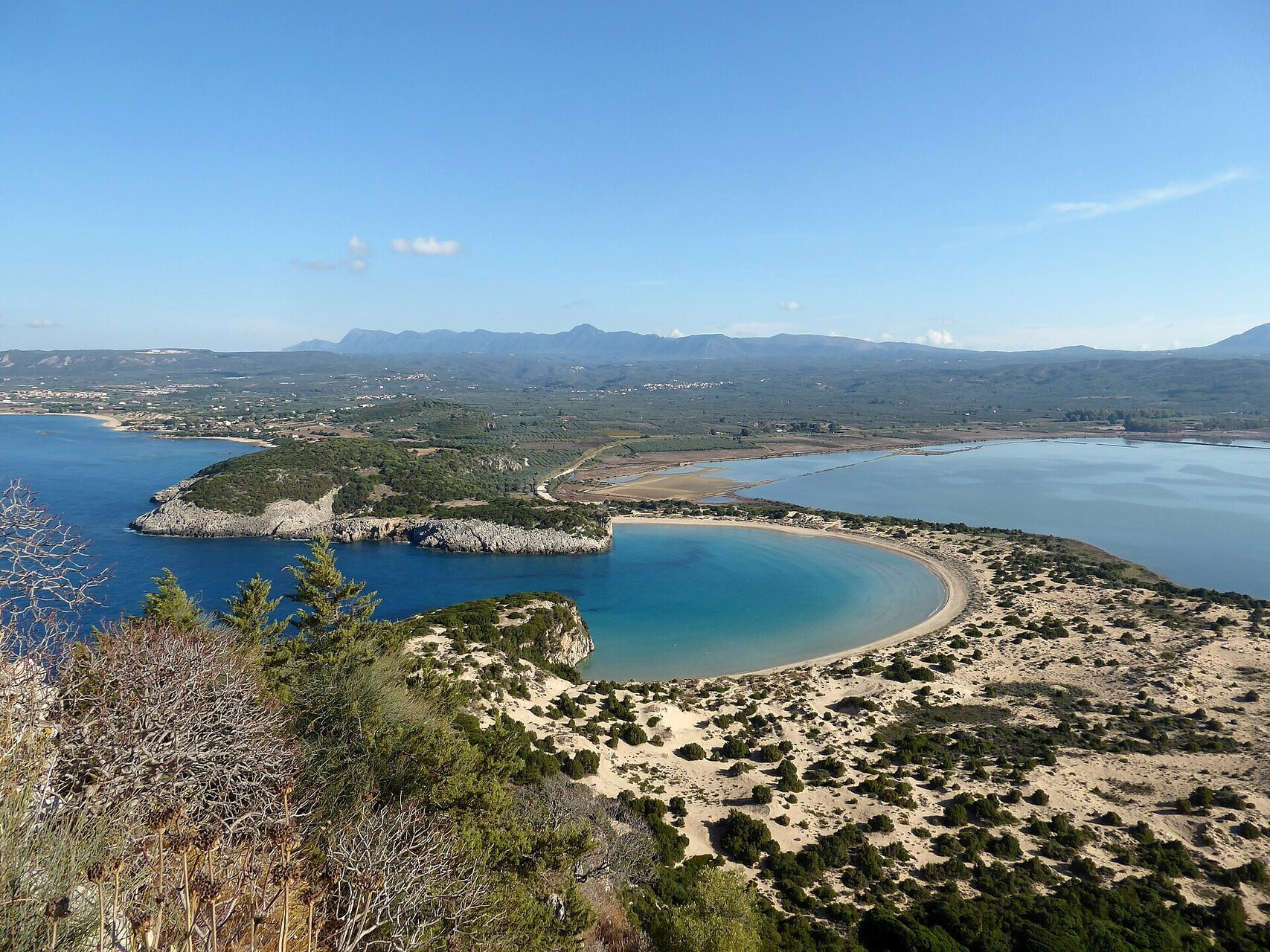 Voidokilia beach in the shape of an omega - Messenia, Peloponnese - Greece